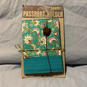 Passport Holder bBooklet - Teal, Purple, and White Pattern Fabric